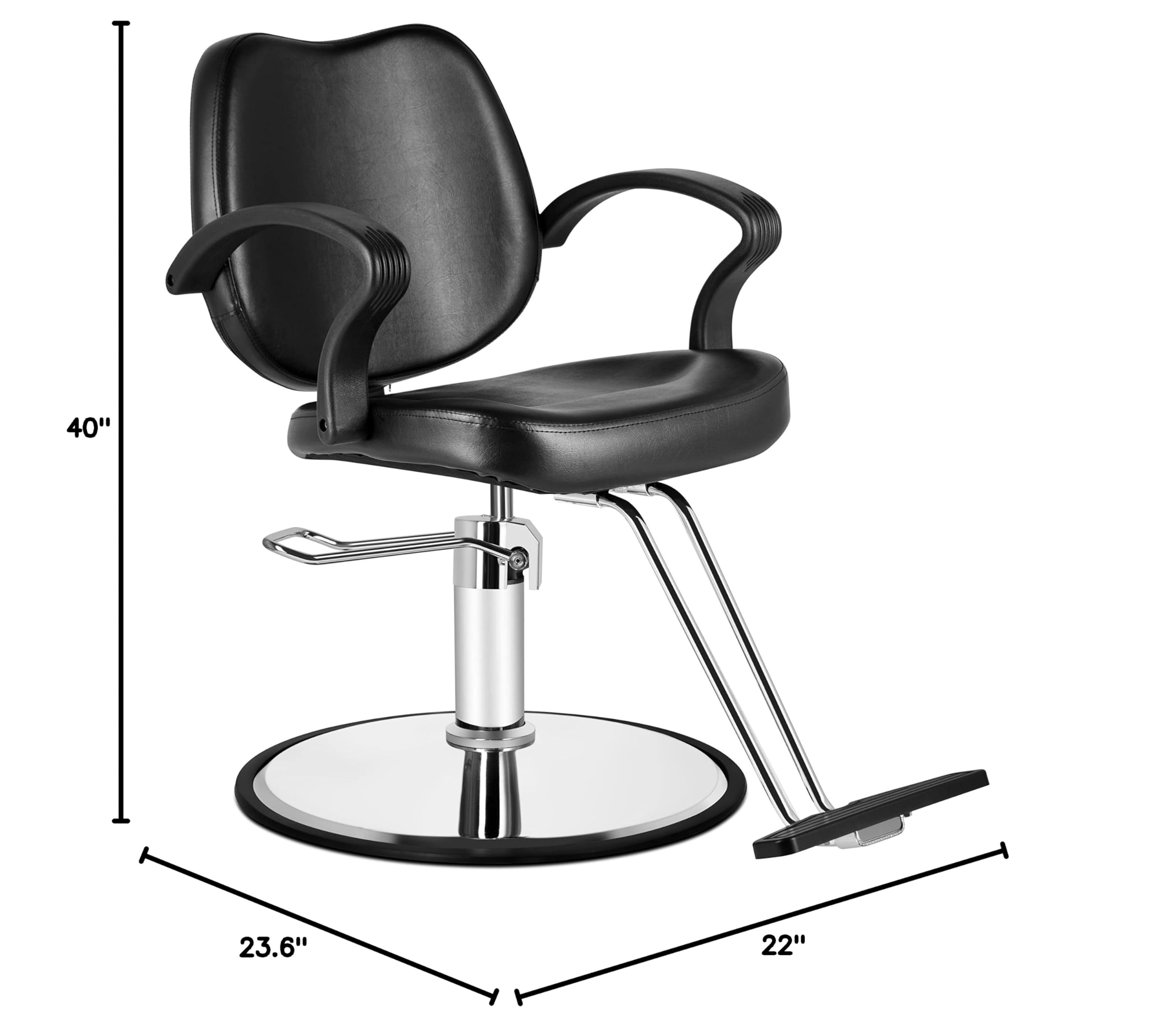 Professional Salon Chair for Hair Stylists - 360° Swivel Black Beauty Chair with Adjustable Height | Perfect for Hair Salons, Barber Shops & Home Styling Stations