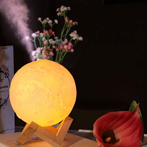 880ML 3D Moon Lamp Air Humidifier with Essential Oil Diffuser - USB Ultrasonic Cool Mist Purifier for Bedroom, Nursery, Office & Yoga Studio - Night Light & Aromatherapy Device