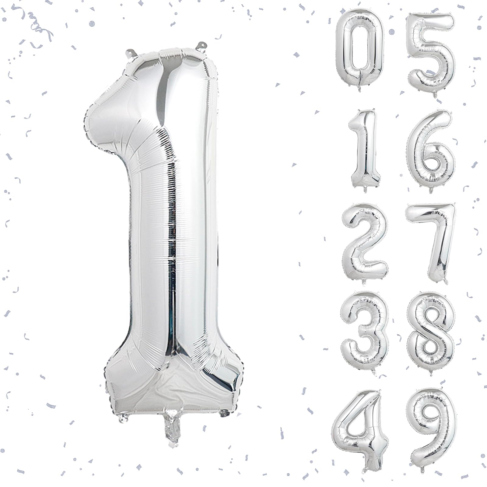 40 Inch Silver Number Balloons - Helium Mylar Foil Birthday Party Decorations for Weddings, Anniversaries, Bridal Showers & Bachelorette Parties | Perfect for Photo Backdrops, Cake Tables & Celebration Displays