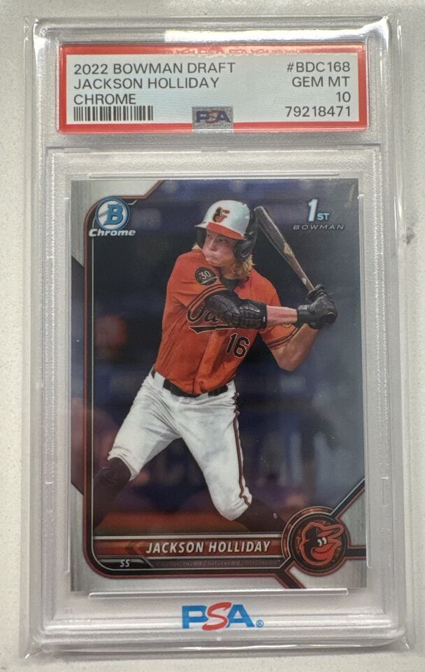 Jackson Holliday 2022 Bowman Draft 1st Bowman Chrome PSA 10 GEM MINT Baseball Card - Rookie Card for Collectors & Investors, Perfect for Display Cases & Sports Memorabilia Collections