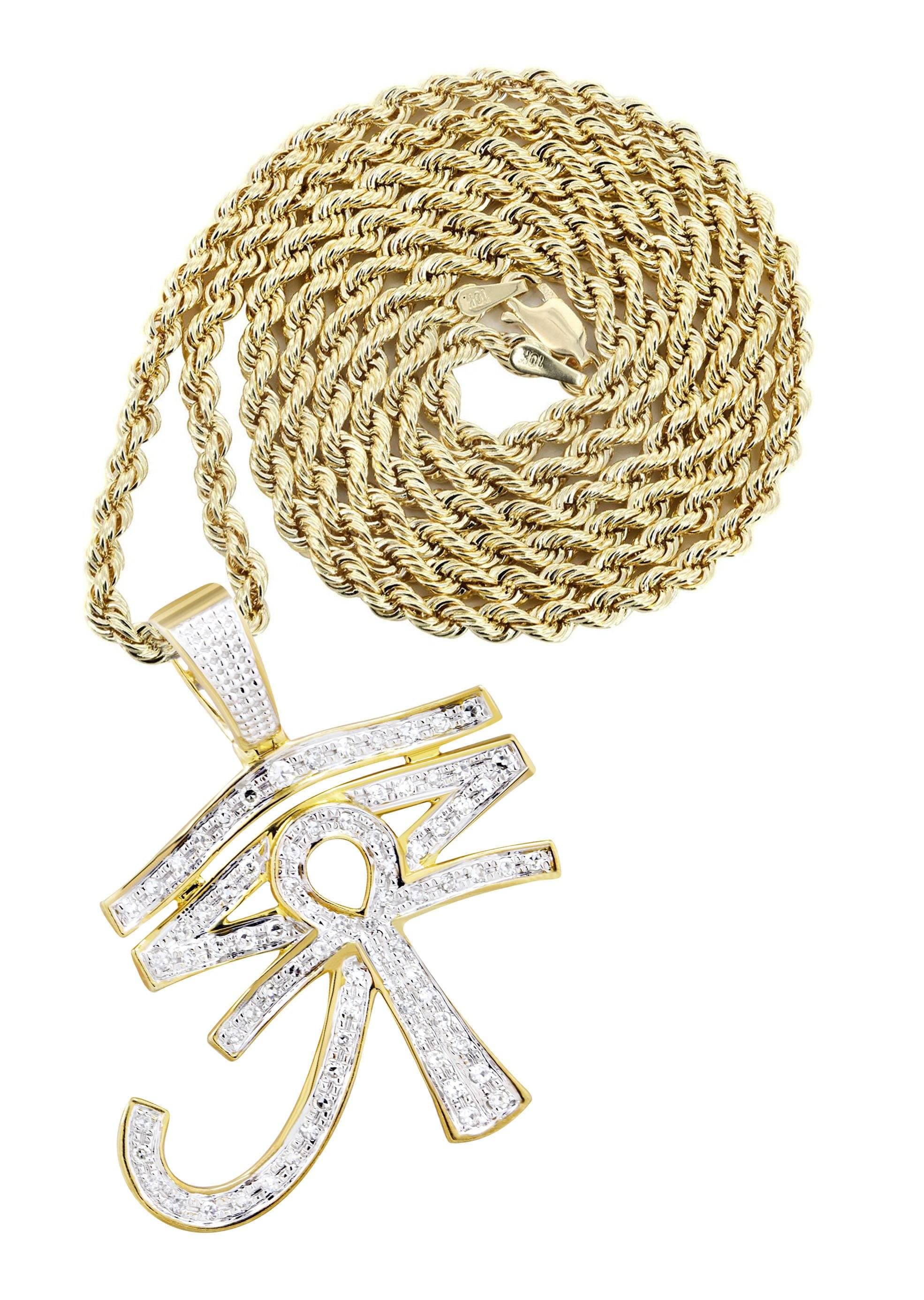 10K Yellow Gold Eye of Ra Diamond Necklace for Women | 0.71 Carats Genuine Diamond Pendant | Egyptian Symbol Protection Jewelry | Perfect Gift for Birthday, Anniversary & Special Occasions