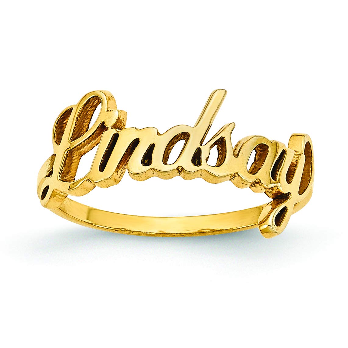 14K Yellow or White Gold Personalized Laser Cut Name Ring - Custom Engraved Jewelry for Gifts, Anniversaries & Special Occasions