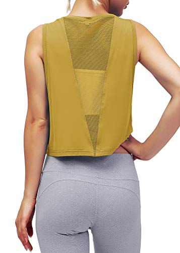 Women's Mippo Workout Crop Top - Breathable Mesh Back Tank Top for Gym, Running & Yoga | Lightweight & Comfortable Activewear for Fitness & Sports