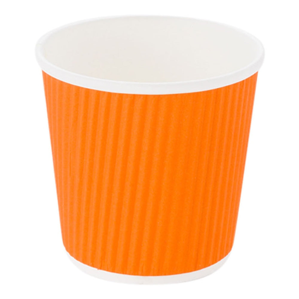 4 oz Tangerine Orange Paper Coffee Cups with Ripple Wall - 2.5