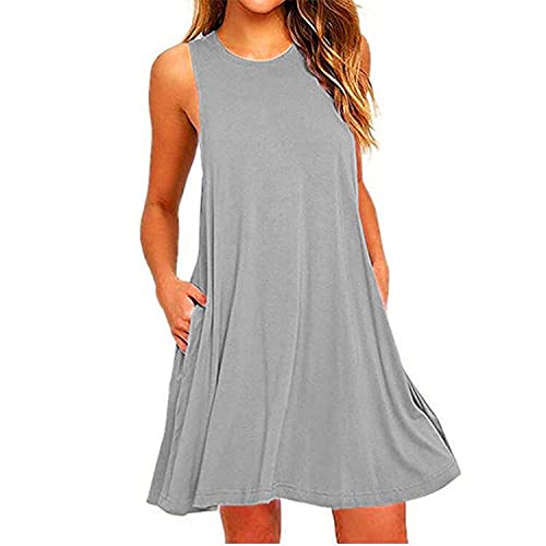 Womens Summer Dresses With Pockets-gray
