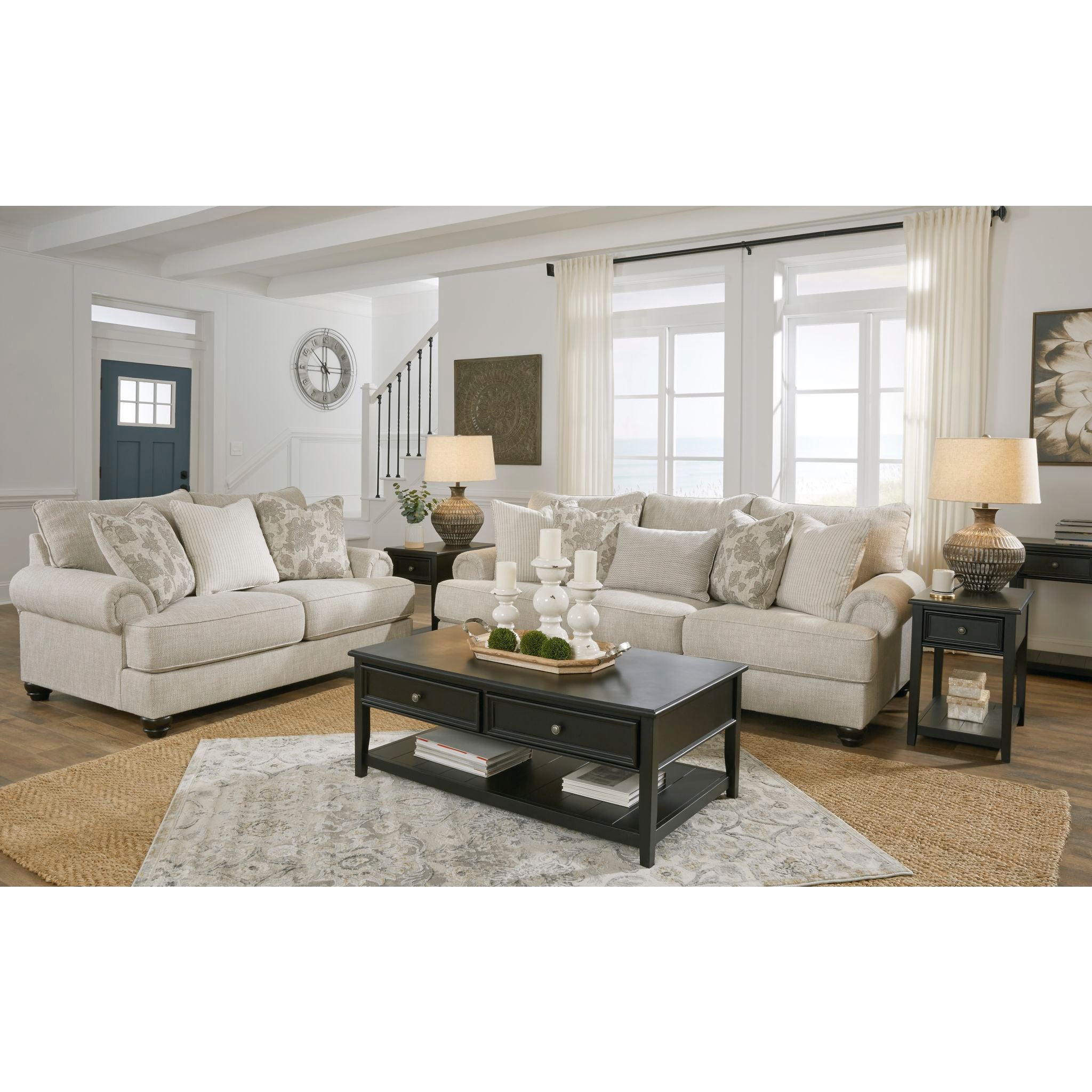 Asanti Loveseat in Fog - Modern Two-Seater Sofa for Living Room, Lounge & Small Spaces - Comfortable Fabric Loveseat with Soft Cushions