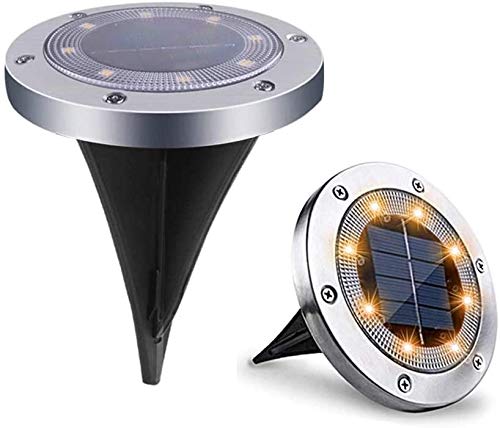 12 Pack Solar Ground Lights Outdoor - 8 LED Solar Powered In-Ground Garden Lights for Lawn, Pathway & Landscape Lighting | IP65 Waterproof Disk Lights for Driveway, Yard, Patio & Backyard Decor