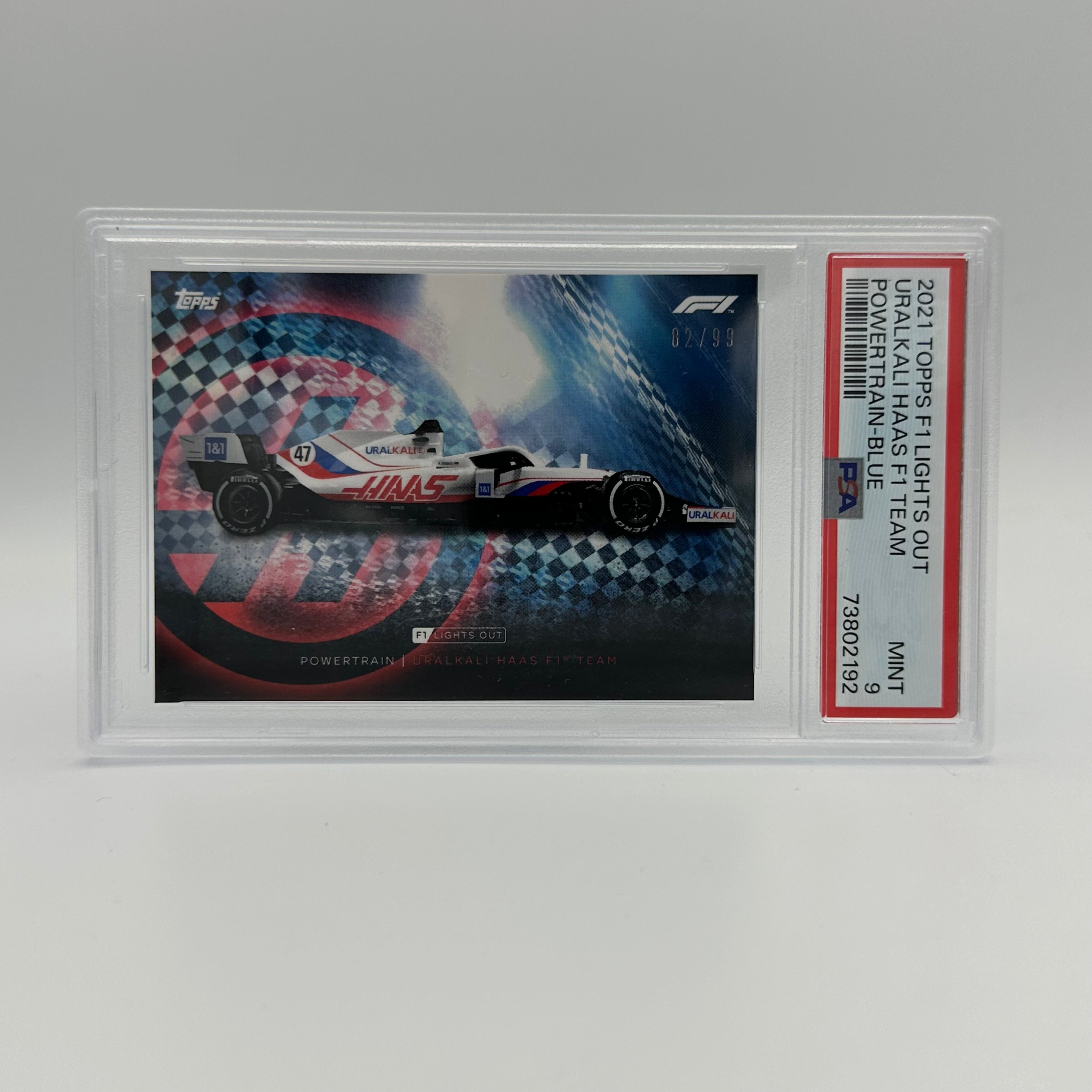 PSA 9 Graded 82/99 Uralkali Haas F1 Team Power Train Blue - Perfect for F1 Collectors and Racing Enthusiasts