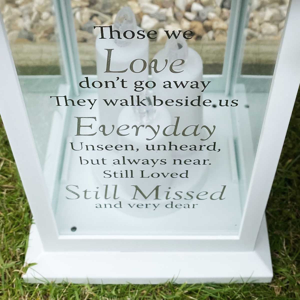 White Memorial Lantern - Elegant Outdoor Memorial Light for Loved Ones | Perfect for Graveside, Garden, or Home Remembrance Ceremonies