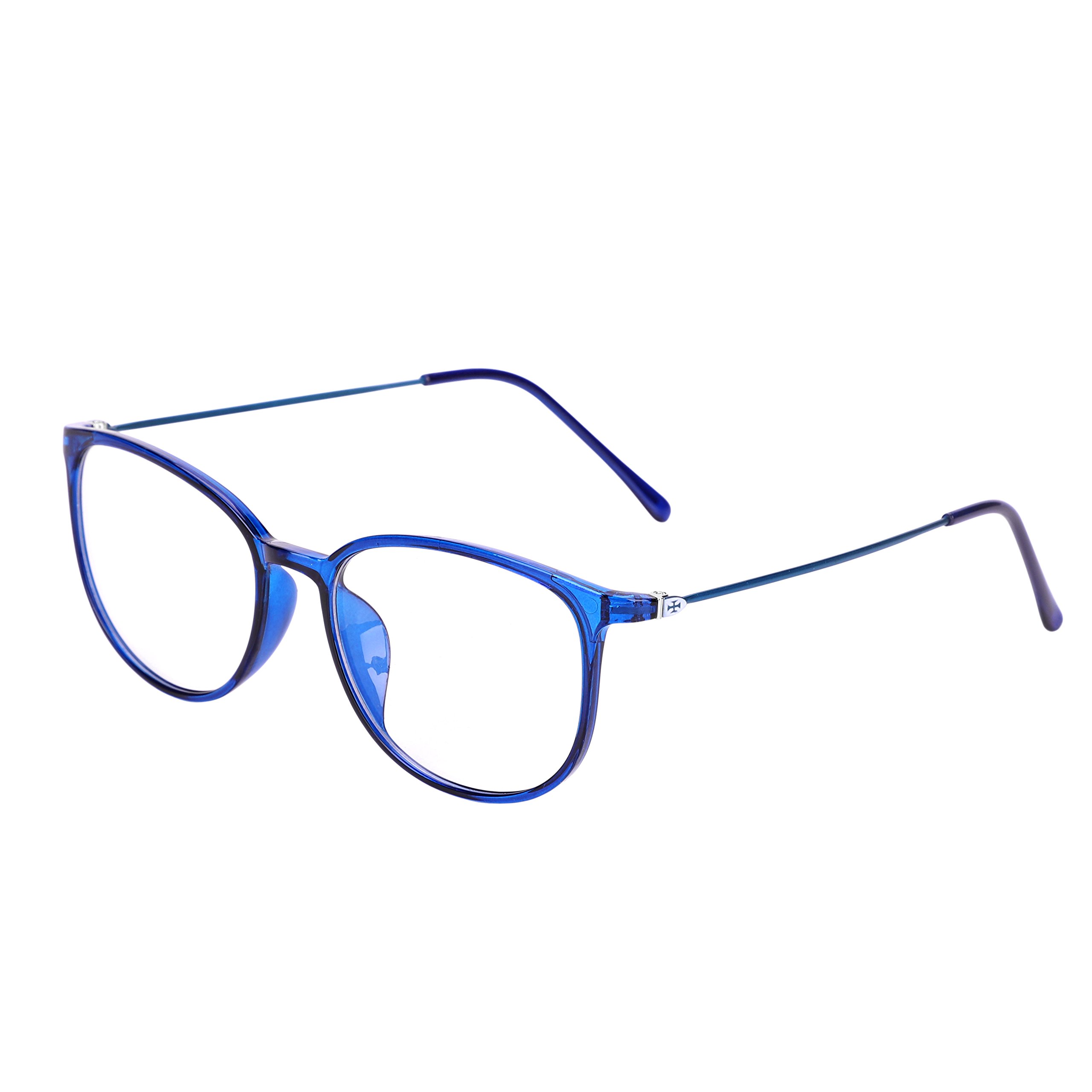 Blue Light Blocking Glasses for Computer & Gaming - Anti Eyestrain, UV Protection, Anti Glare, Lightweight Unisex Reading Glasses with Retro Round Frame - Perfect for Office Work, Gaming, TV & Phone Use