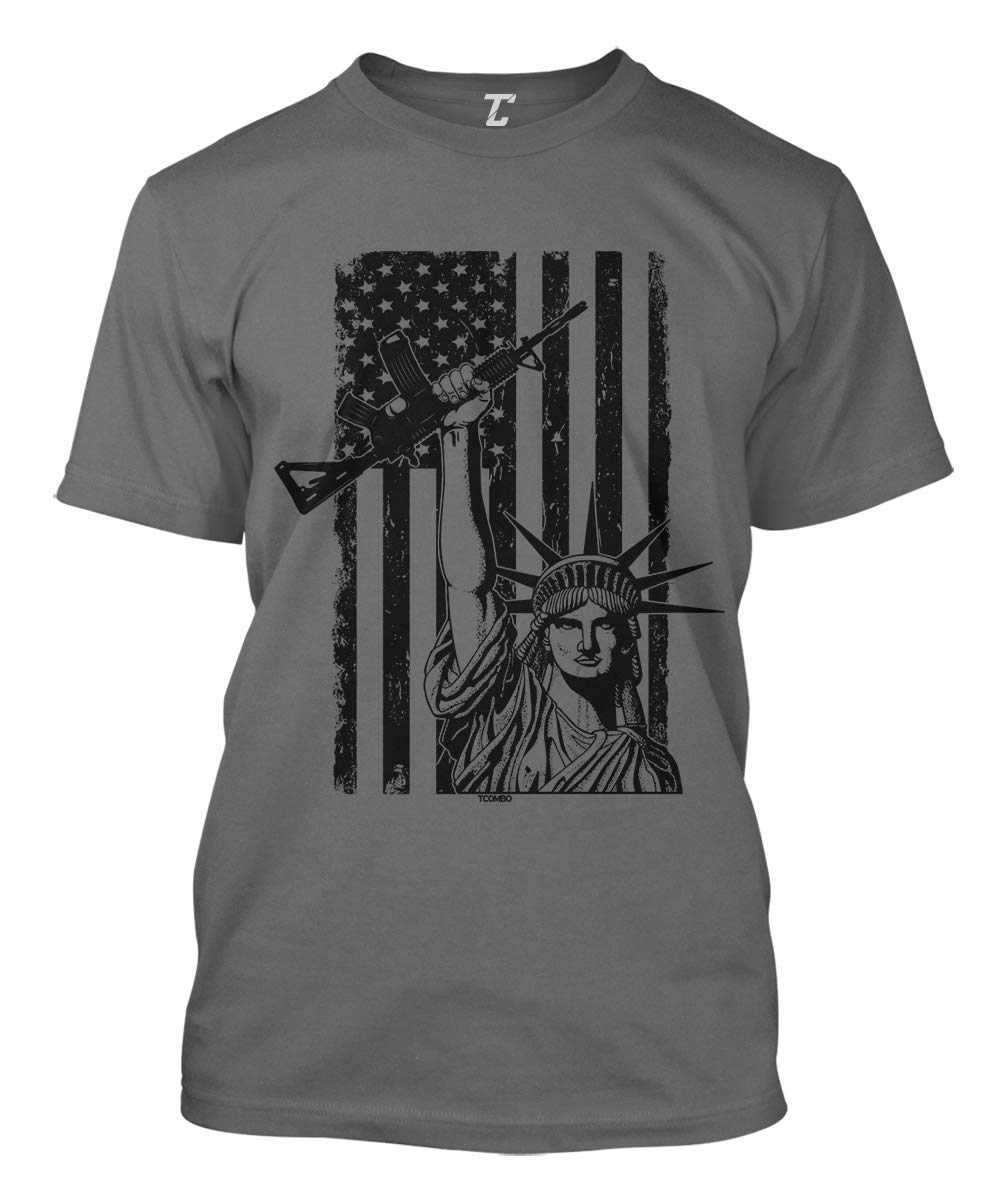 USA Flag Men's T-Shirt with Statue of Liberty - Patriotic Casual Wear
