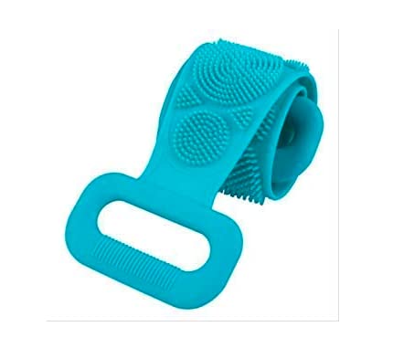 Premium Exfoliating Bath Brush with Long Handle - Dead Skin Removal Scrubber for Men, Women & Kids - Body Wash Brush & Back Scrubber (Blue) - Ideal for Shower, Spa & Daily Skin Care Routine