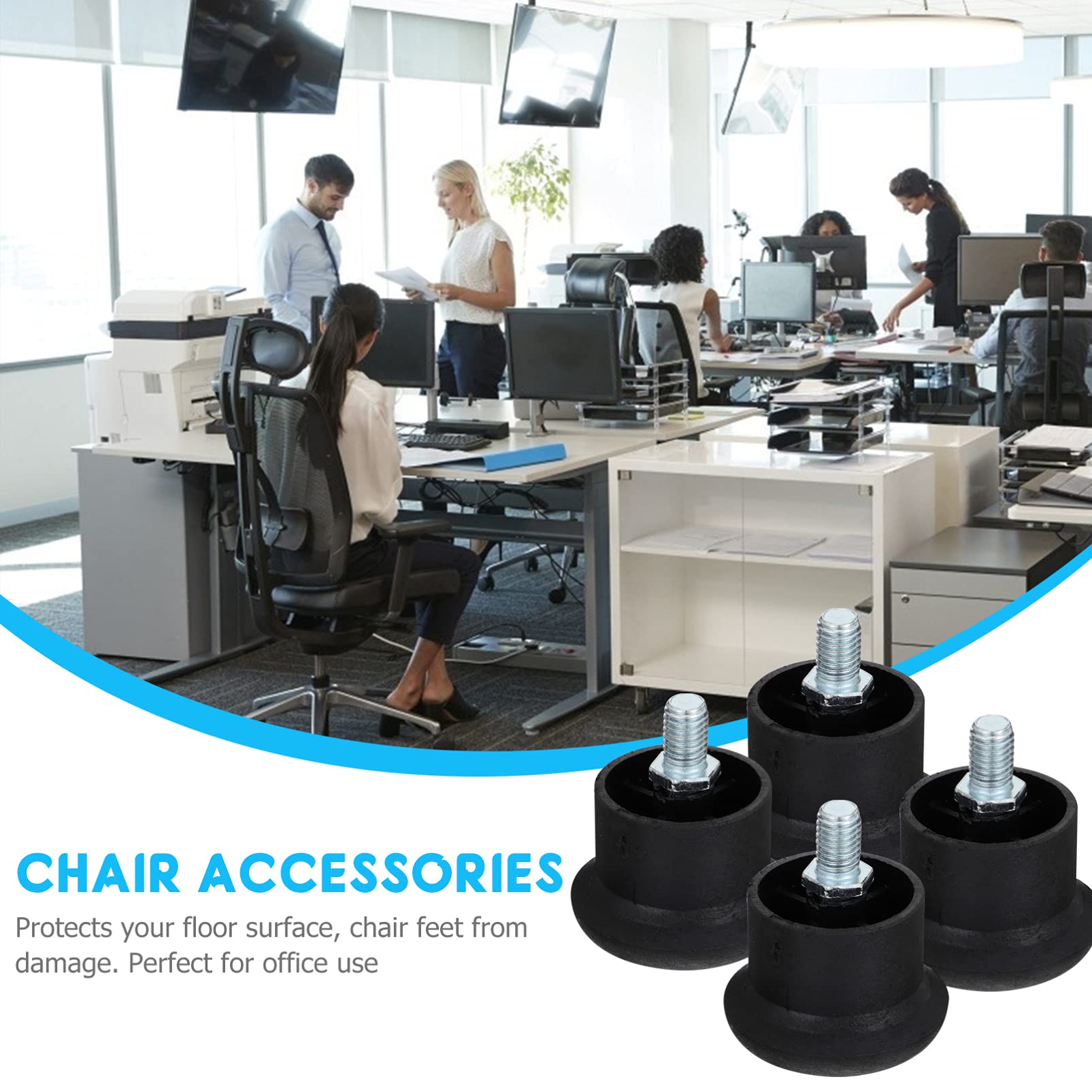 Veemoon 10-Pack Chair Glides - Non-Slip Furniture Floor Protectors for Office Chairs, Rolling Chairs & Stools - Heavy Duty Iron Base with Padded Surface - Prevents Scratches & Noise on Hardwood Floors, Tiles & Carpets
