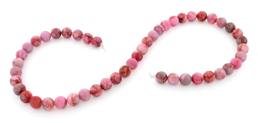 8mm Round Pink Matrix Gemstone Beads for Jewelry Making, DIY Bracelets, Necklaces, and Craft Projects - Bulk Wholesale Supplies