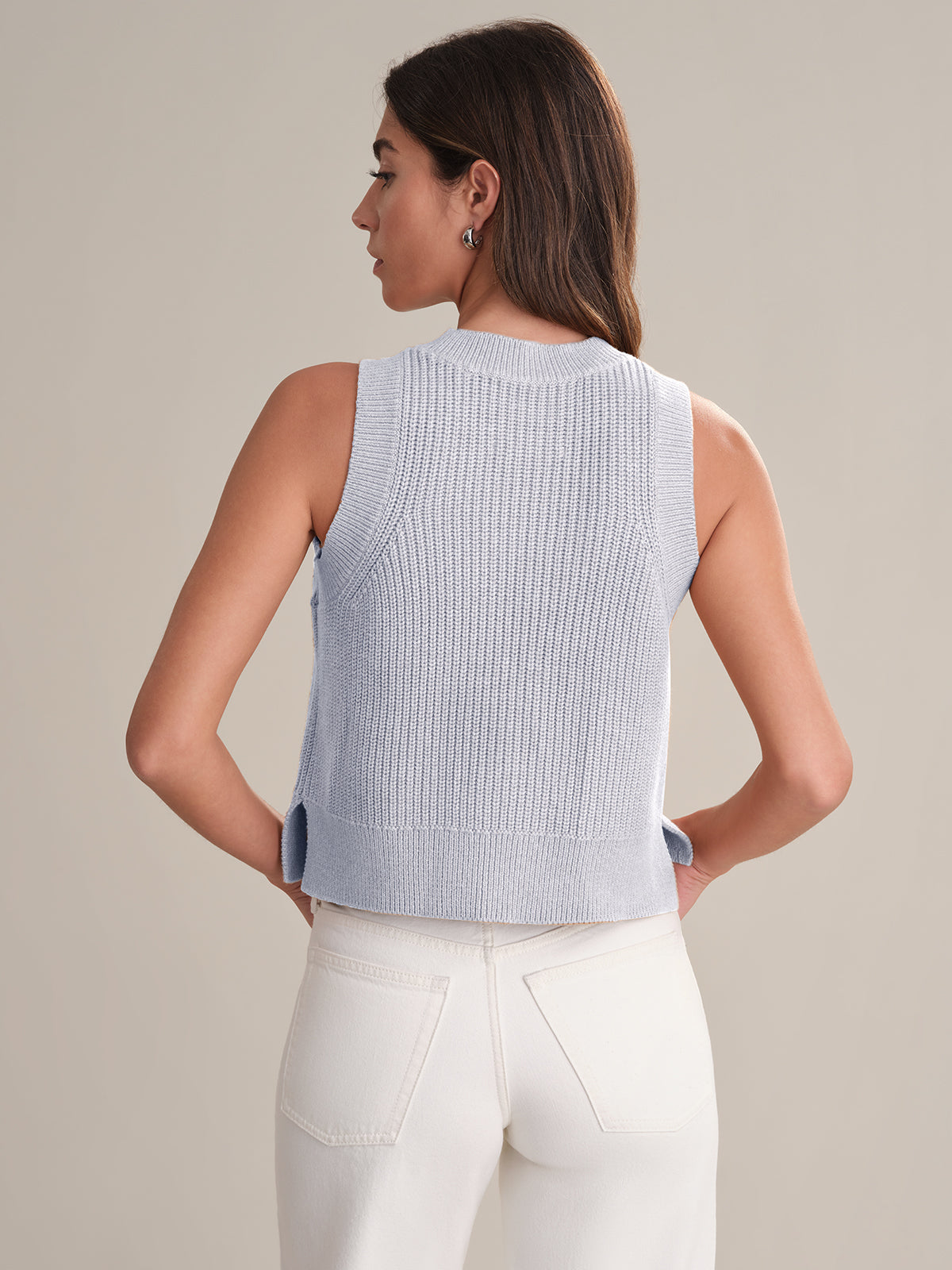 Demi High Crewneck Cotton Tank Top for Women - Soft Breathable Casual Sleeveless Shirt - Perfect for Yoga, Gym, Summer Outfits & Layering