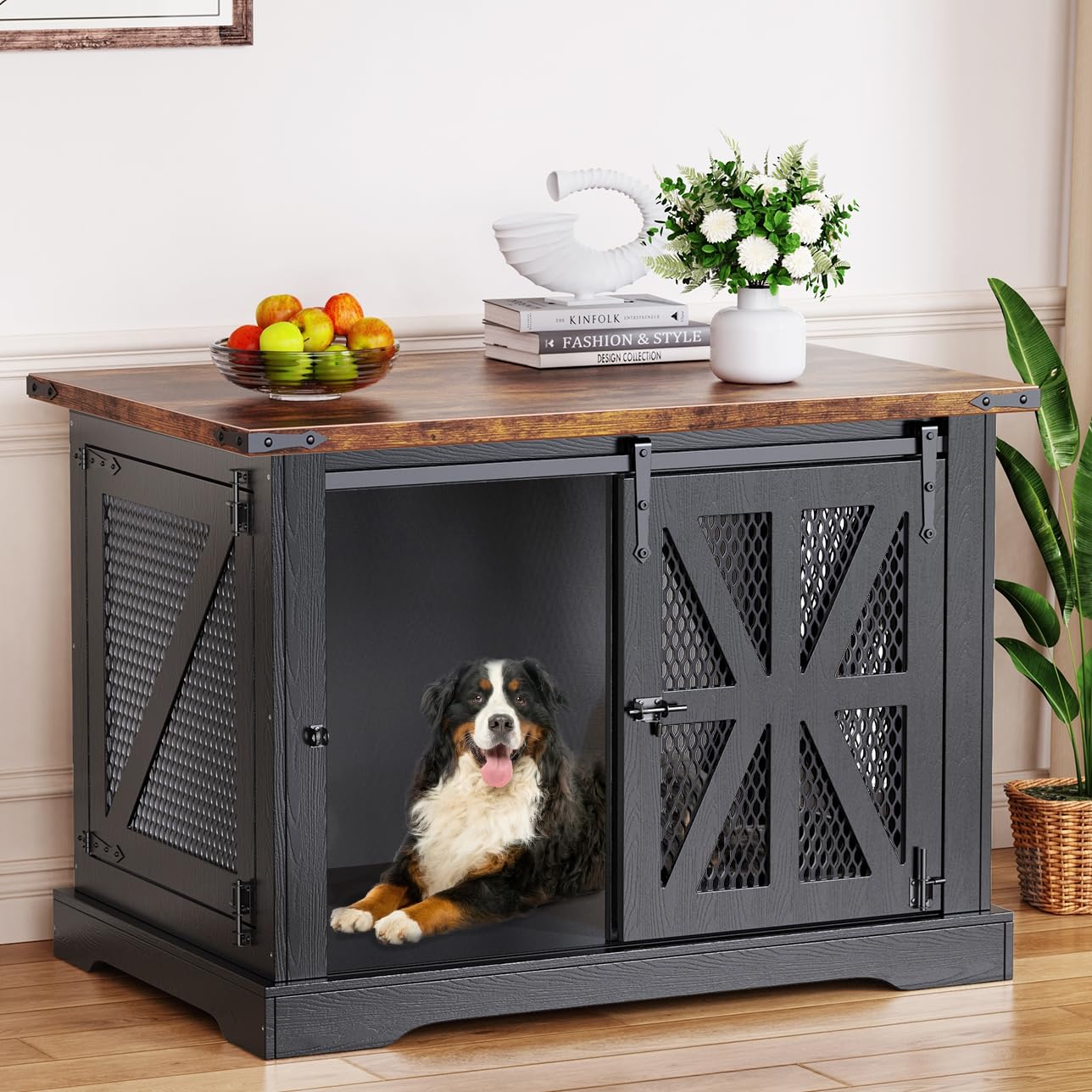 VOPEAK Heavy Duty Large Dog Crate Furniture - XL Chew Resistant Dog Cage for Medium to Large Dogs | Indoor Dog Kennel with Double Doors | Farmhouse Style End Table for Bedroom & Living Room | Perfect for Home Decor & Pet Safety