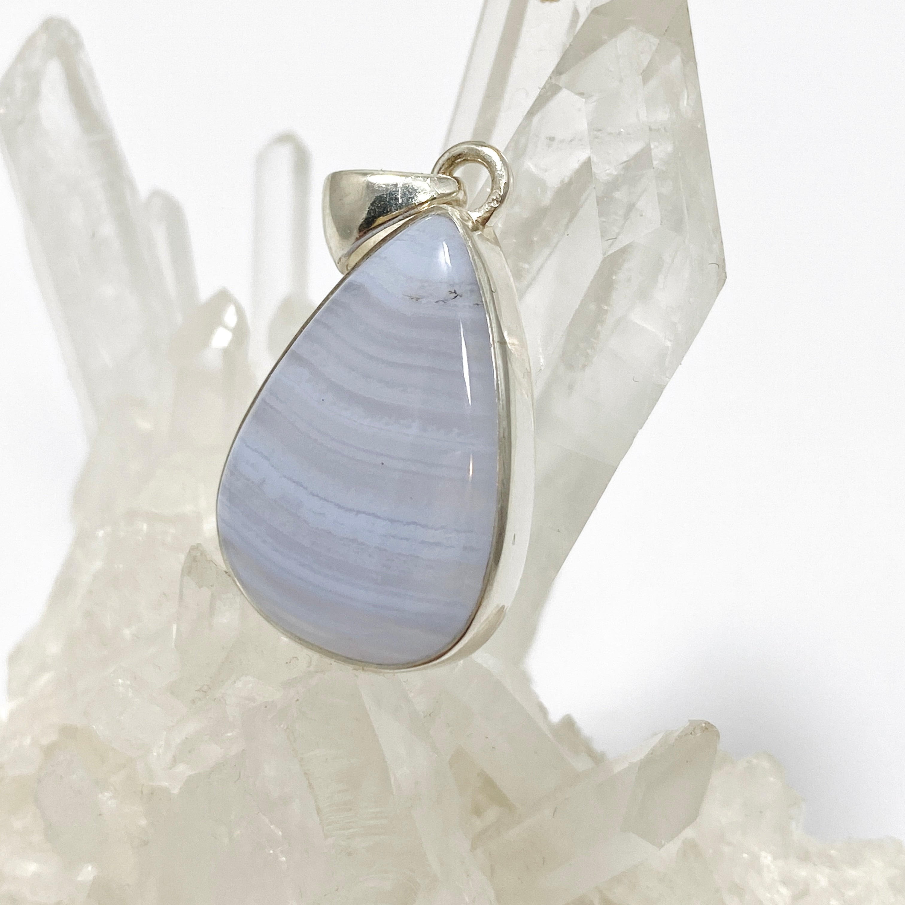 Blue Lace Agate Teardrop Cabochon Pendant - Natural Stone Jewelry for Women - Perfect for Necklace Making, DIY Crafts & Gift Giving