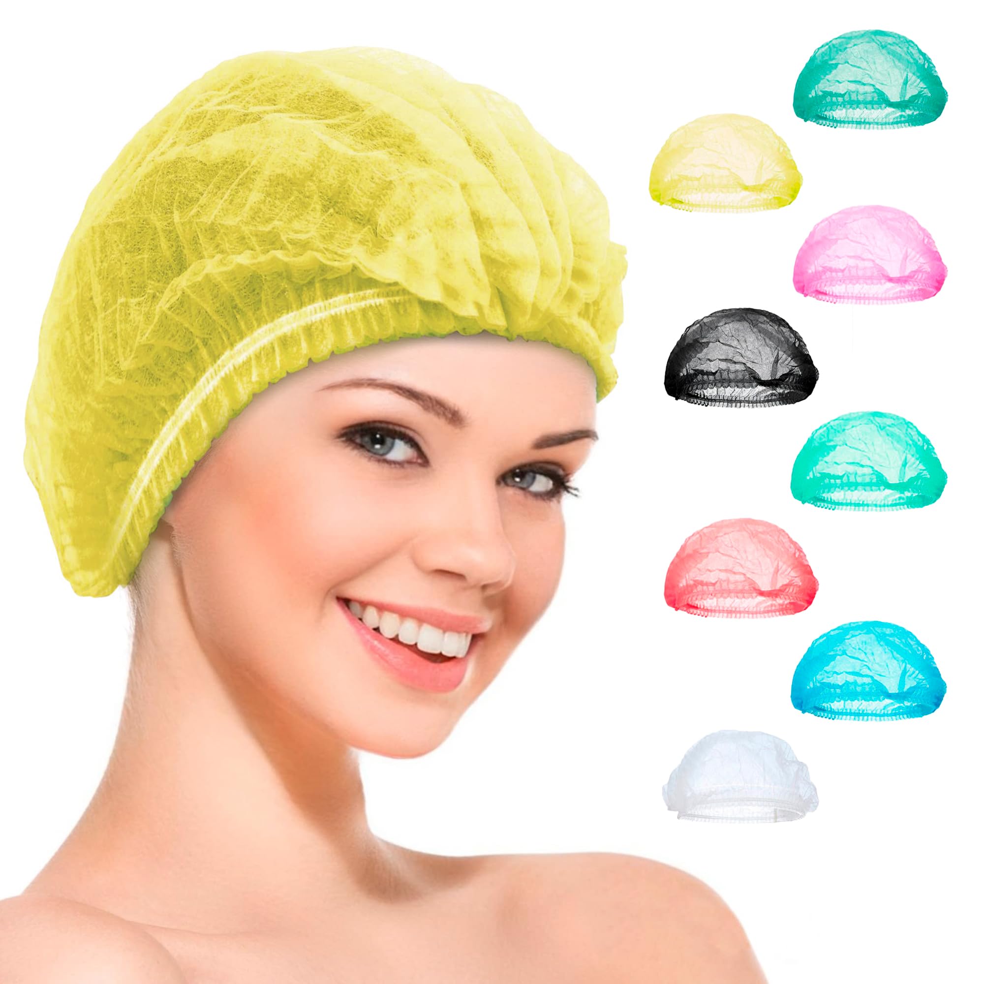 1000 Pack Disposable Bouffant Caps 21 Inch - Yellow Polypropylene Hair Nets for Medical, Food Service, Beauty & Tattoo Salons - Ideal for Healthcare Workers, Chefs & Salon Professionals