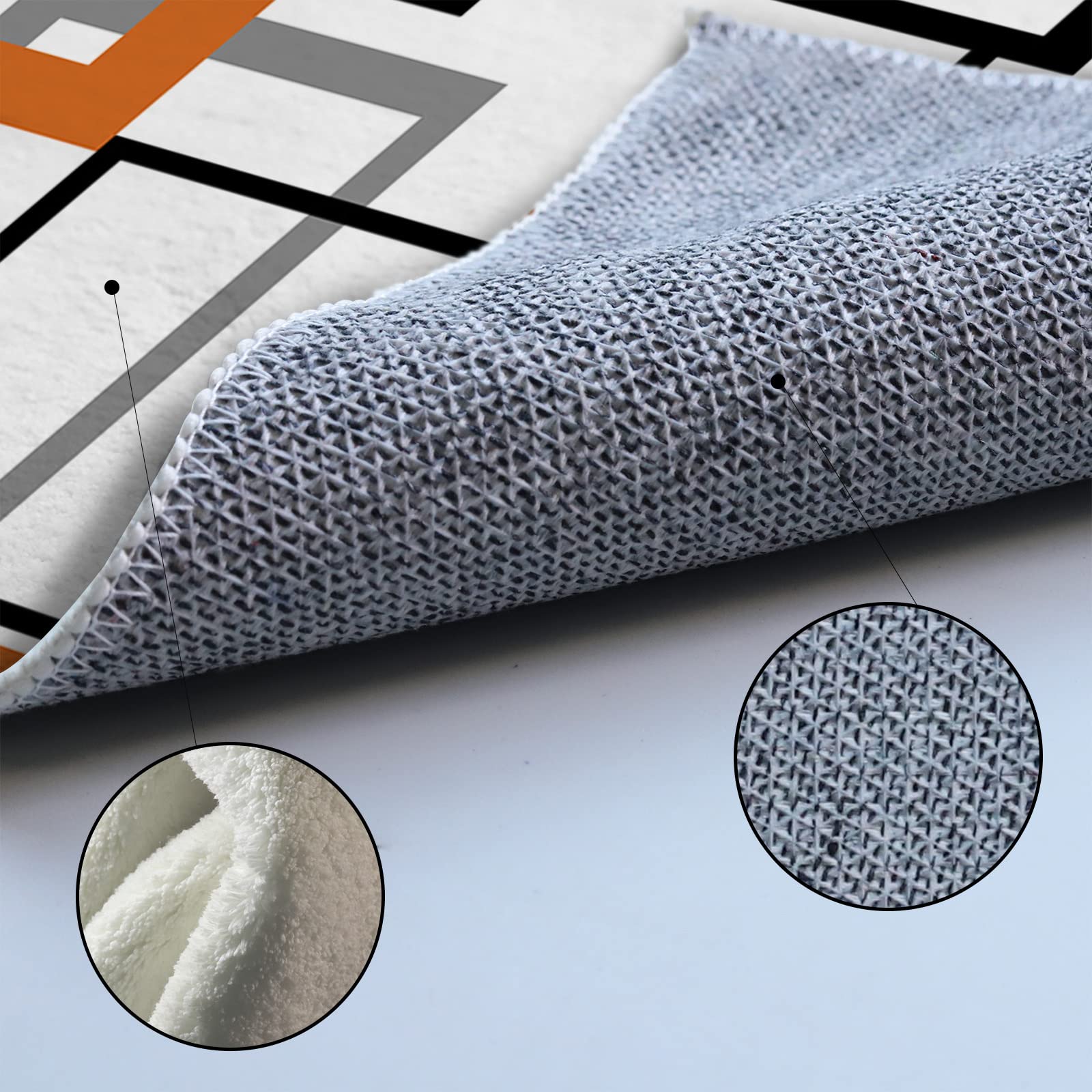 Orange Geometric Area Runner Rug 3'x5' - Washable Indoor Outdoor Carpet for Kitchen, Living Room, Bathroom, Bedroom | Retro Modern Abstract Mid-Century Design Floor Mat - Perfect for Entryway, Laundry Room & Classroom Decor