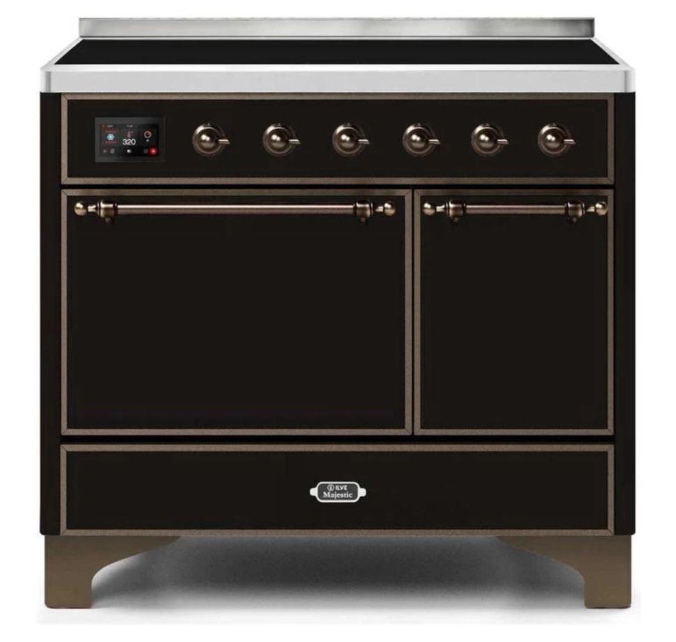 ILVE 40 Inch Majestic II Series Induction Range with 6 Burners & Dual Ovens - TFT Touch Control Display, Solid Oven Door (UMDI10QNS3) - Perfect for Home Chefs & Professional Kitchens
