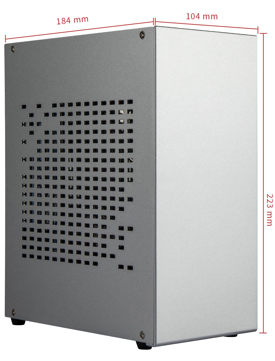JOYJOM Aluminum Mini ITX PC Case - Compact SFF Gaming Case with PCIe Riser, Supports GPU Graphics Card (Silver) - Perfect for Small Space Gaming Setups & Home Theater PCs