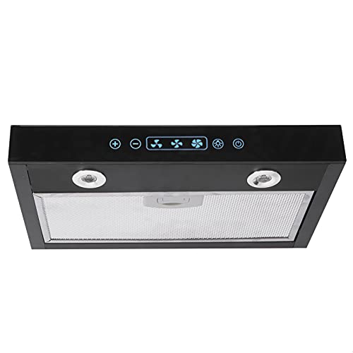 12V Under Cabinet Range Hood with Touch Screen & LED Light - 3 Speed Adjustable Kitchen Exhaust Fan for RV, Yacht, Tiny Home & Small Space Cooking