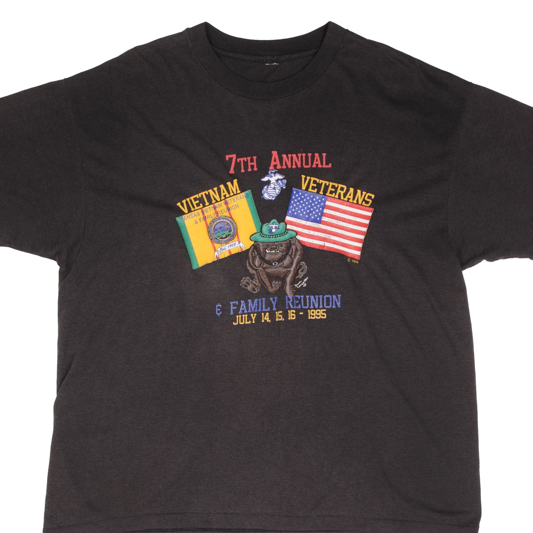 Vintage 1995 7th Annual Kansas Vietnam Veteran Reunion T-Shirt - XL Size - Commemorative Military Tee for Veterans Day, Memorial Day & Patriotic Events