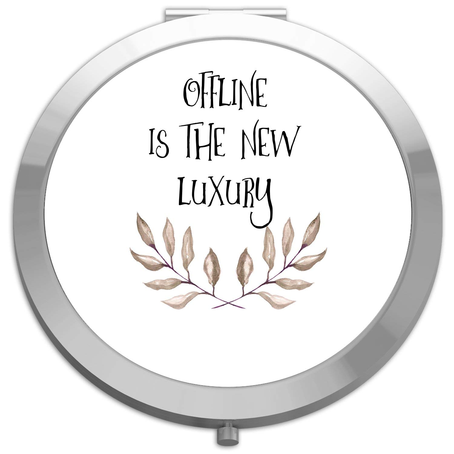 Compact Folding Pocket Mirror - Silver Round for Travel & Explore
