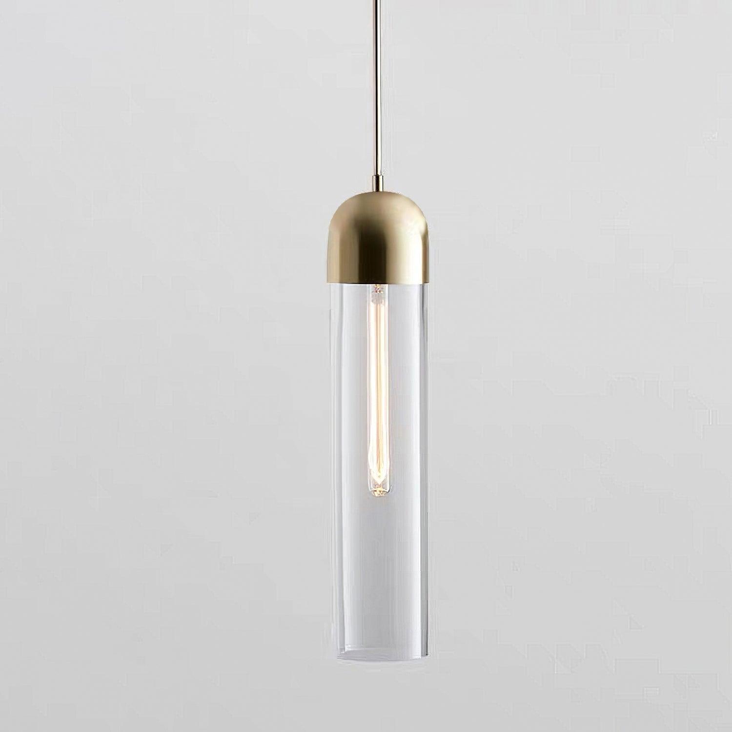 Modern Glass Cylindrical Pendant Light - Sleek Hanging Fixture for Kitchen Island, Dining Room & Bedroom Lighting