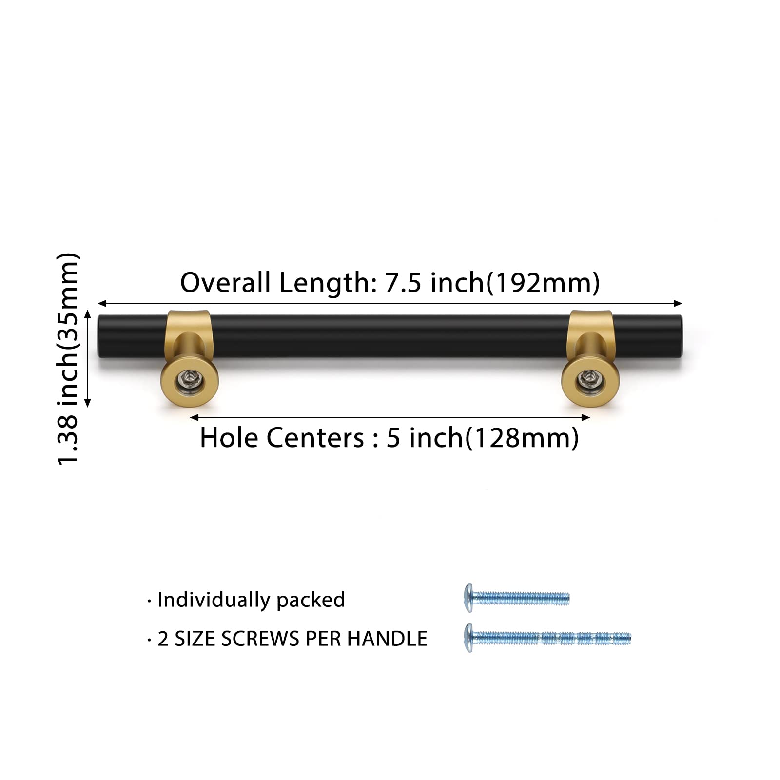 Black & Gold Cabinet Pulls 5 Inch - Modern Zinc Alloy Handles for Kitchen, Bathroom & Dresser