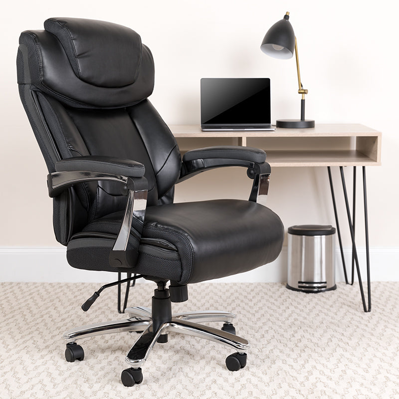 HERCULES Series Big & Tall 500 lb. Capacity Black LeatherSoft Executive Swivel Ergonomic Office Chair with Adjustable Headrest - Perfect for Home Office, Gaming, and Heavy-Duty Workspaces