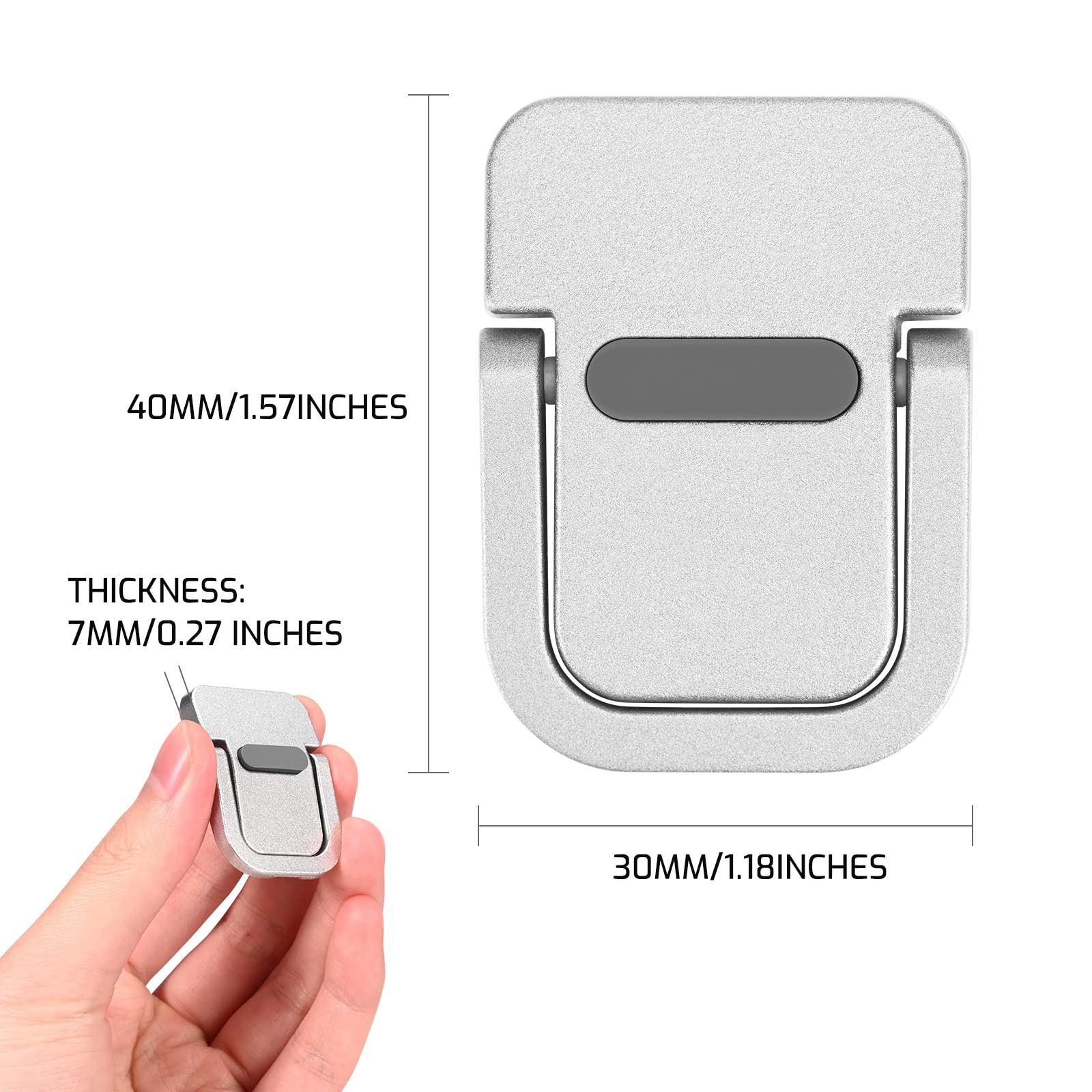 2 Pack Portable Invisible Laptop Stand - Mini Aluminum Laptop Riser with Self-Adhesive Base, Foldable Cooling Stand for 12-17 Inch Laptops (Silver) | Perfect for Home Office, Travel & Ergonomic Workspace Setup