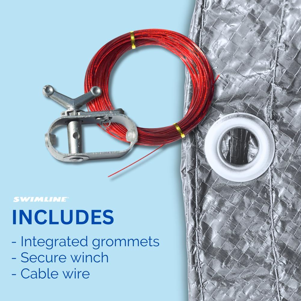 SWIMLINE HYDROTOOLS Silver King Heavy Duty Above Ground Pool Cover - 21x37 FT, Silver/Black - Includes Winch & Cable - UV Protection for 18x33 FT Oval Pools (PCO142137) - Perfect for Winter Protection and Year-Round Debris Prevention