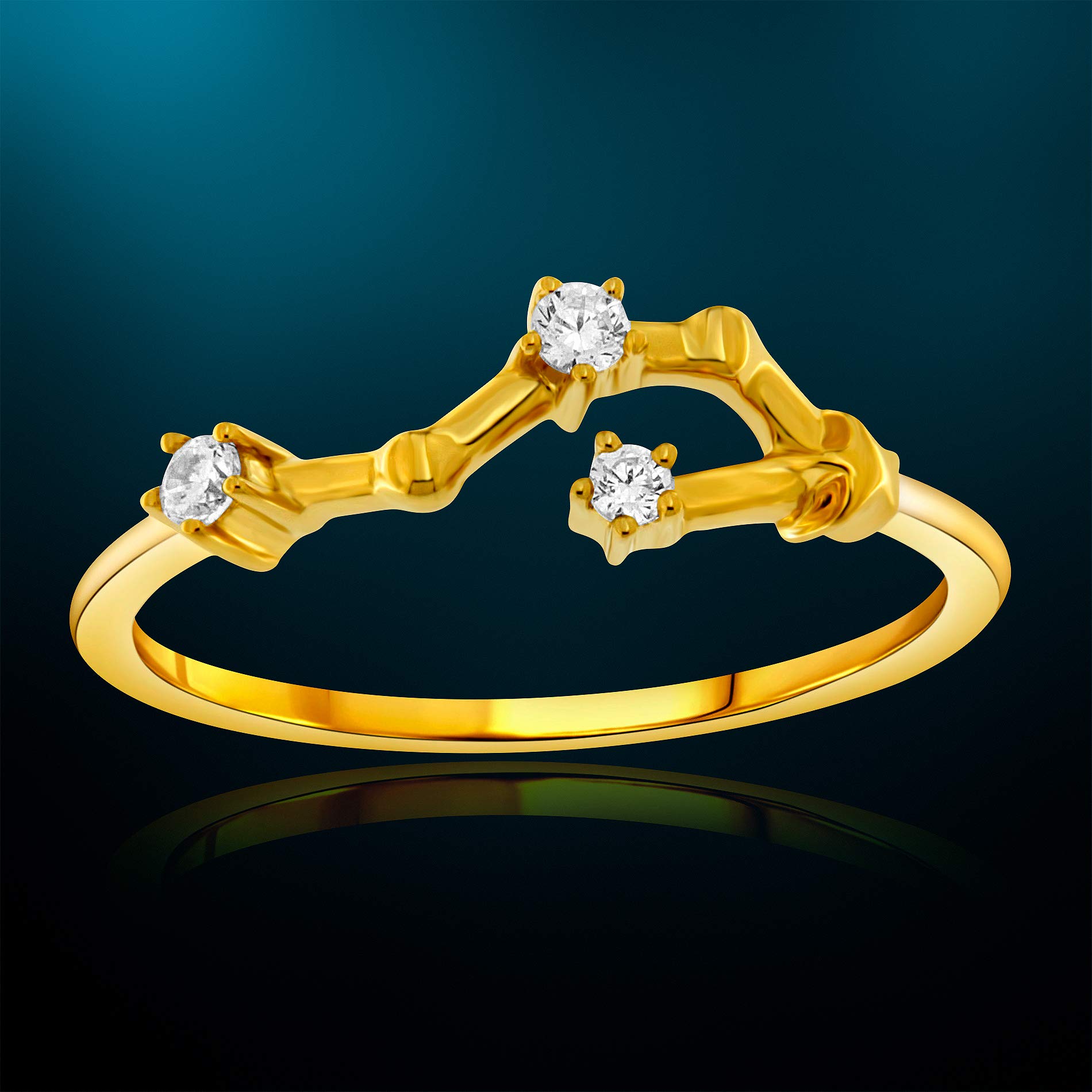 NATALIA DRAKE 1/10 Cttw Diamond Celestial Star Horoscope Astrology Zodiac Ring for Women - 925 Sterling Silver, H-I Color, I1-I2 Clarity - Perfect for Birthday Gifts, Anniversary Presents & Astrology Enthusiasts