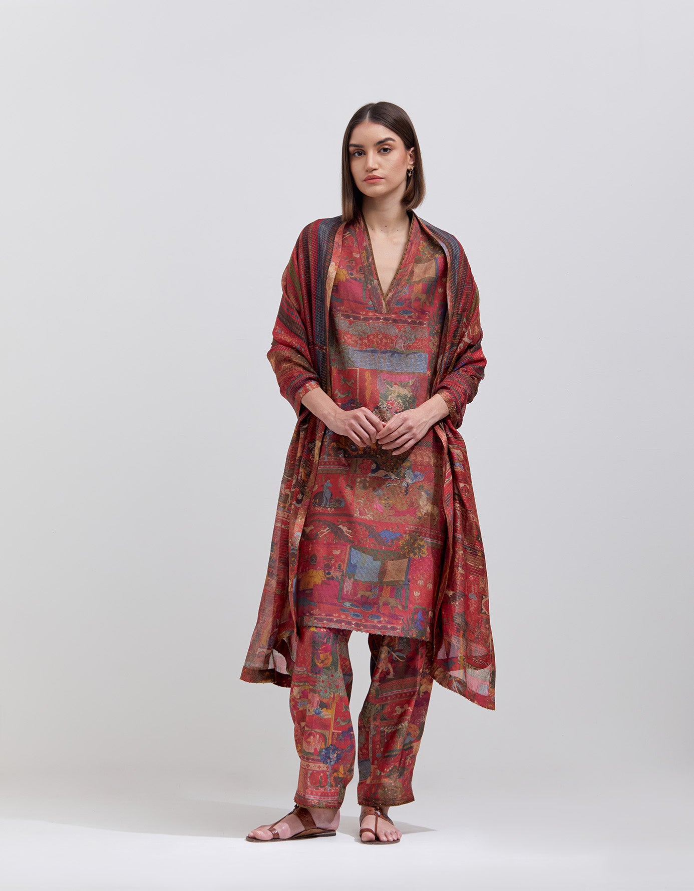Elegant Aisha Salwar Kameez - Premium Muga Satin in Crimson Red | Perfect for Indian Weddings, Festivals & Special Occasions