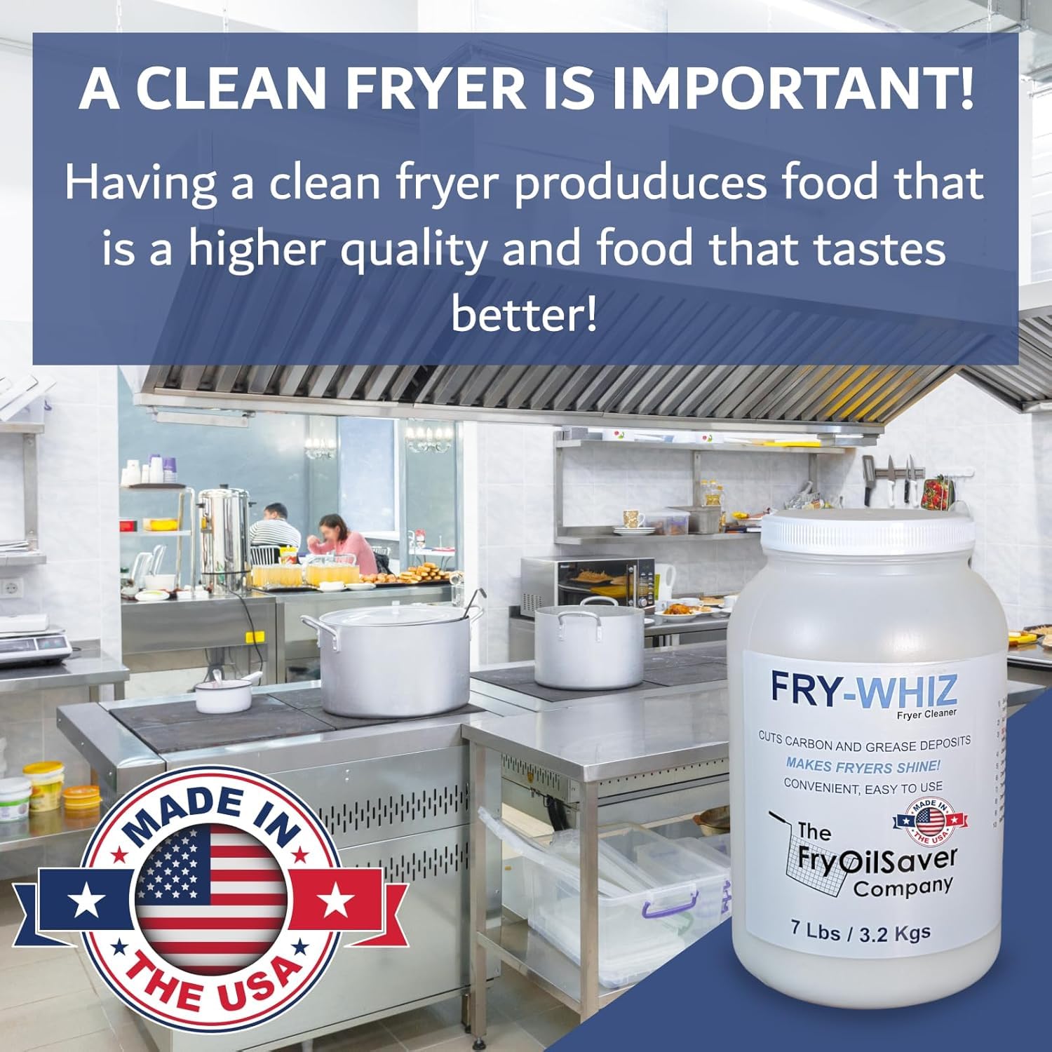 Fry-Whiz Commercial Deep Fryer Cleaner Powder - 4 Gallon Case | Removes Carbon, Grease & Food Stains | Professional Restaurant Kitchen Cleaning Supplies | Perfect for Deep Fryer Basket & Oil Vat Maintenance