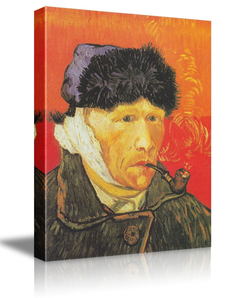 Vincent Van Gogh Portrait With Bandaged Ear Canvas Print - 32x48 Inch Hand-Painted Oil Reproduction Wall Art, Framed & Ready to Hang - Perfect for Living Room, Bedroom or Office Decor