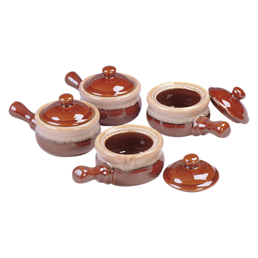 Browne 16 Oz Onion Soup Bowls with Lids - Set of 4, Microwave & Oven Safe, Perfect for French Onion Soup, Ramen, and Comfort Food at Home