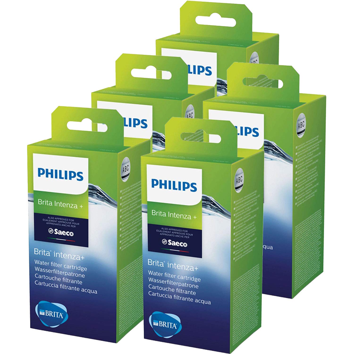 Saeco Intenza+ Water Filter Cartridge by BRITA – 5 Pack for Coffee Machines – Pure Water for Espresso, Cappuccino & More