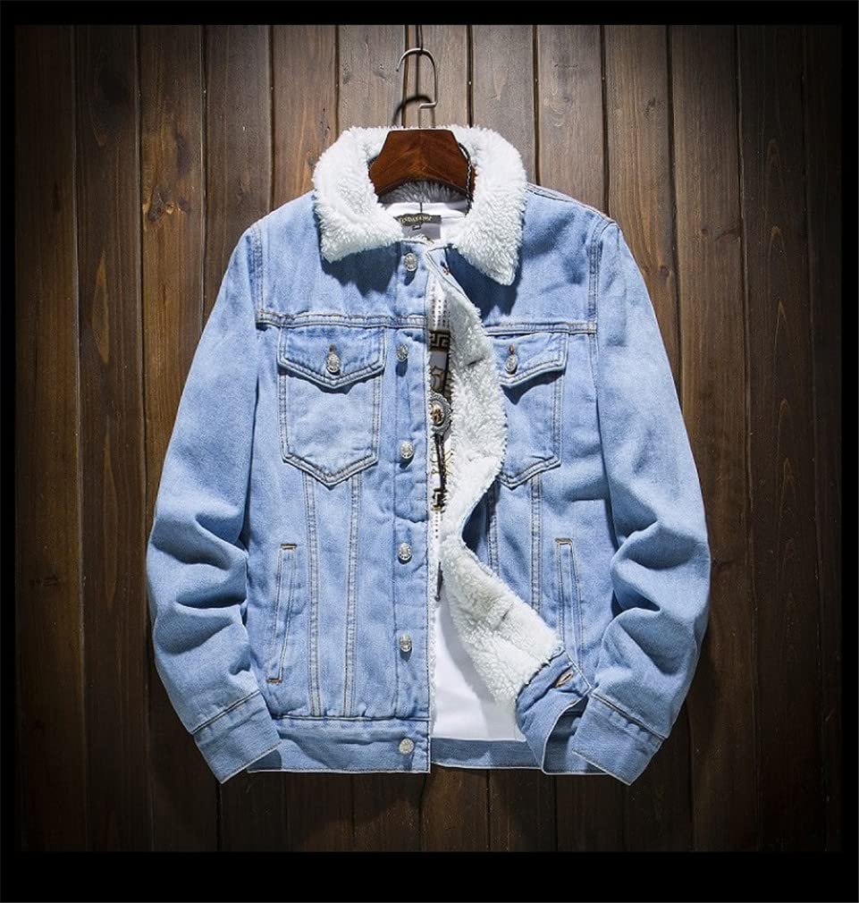 Men's Winter Velvet Lined Warm Thick Denim Jacket - Cozy Fleece Lined Casual Coat for Cold Weather | Perfect for Outdoor Activities, Daily Wear & Street Style