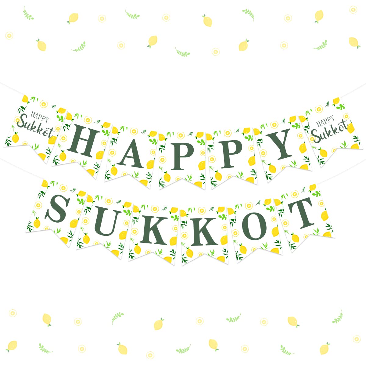 Happy Sukkot Banner - Jewish Holiday Decorations for Sukkah, Wall & Fireplace - Festive Garland for Sukkot Celebrations & Party Decor - Perfect for Home, Synagogue & Holiday Gatherings