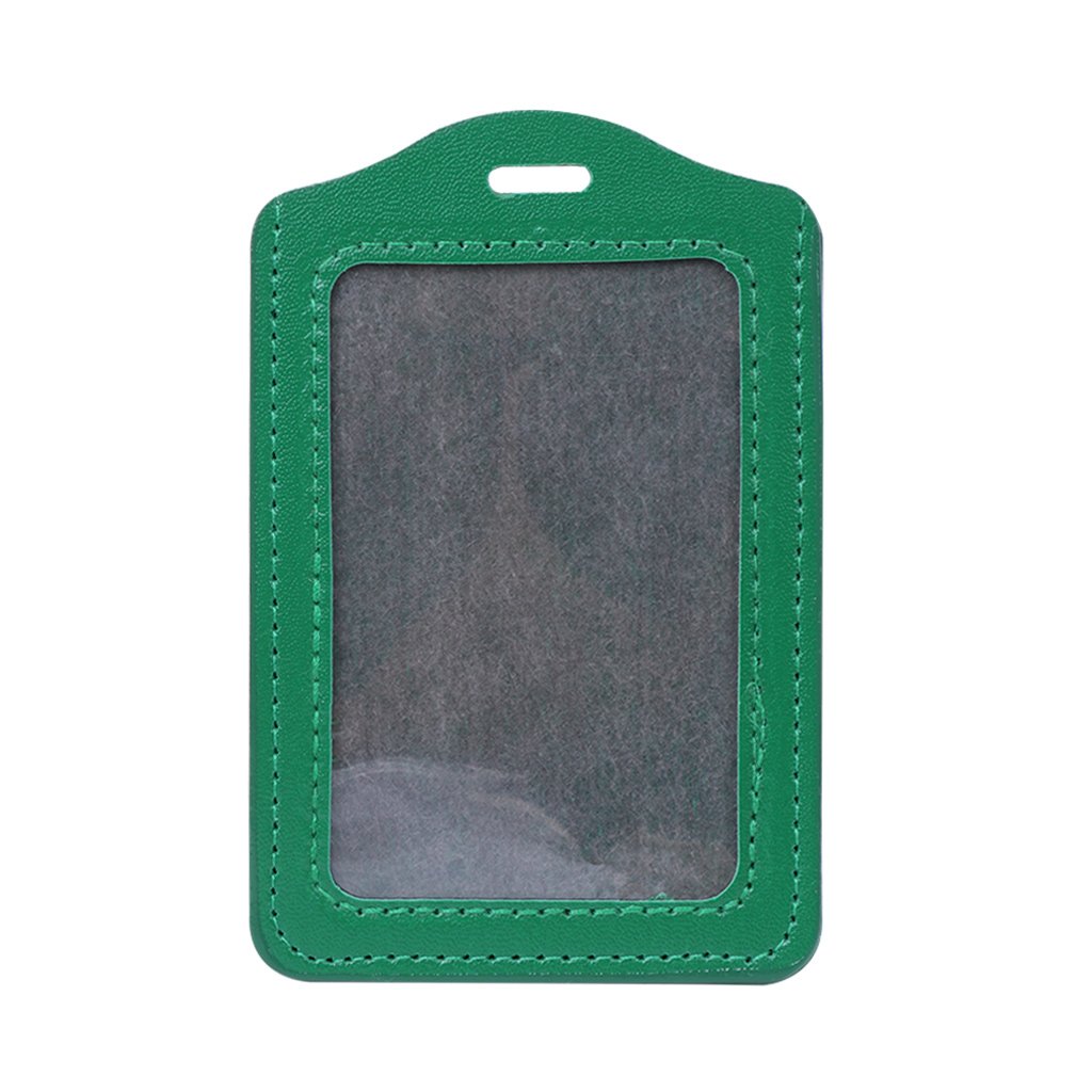 Youngy 10 Colors Vertical Leather ID Card Holder - Business Work Badge Wallet Case (Green) - Perfect for Office, Security Access & Conference Events