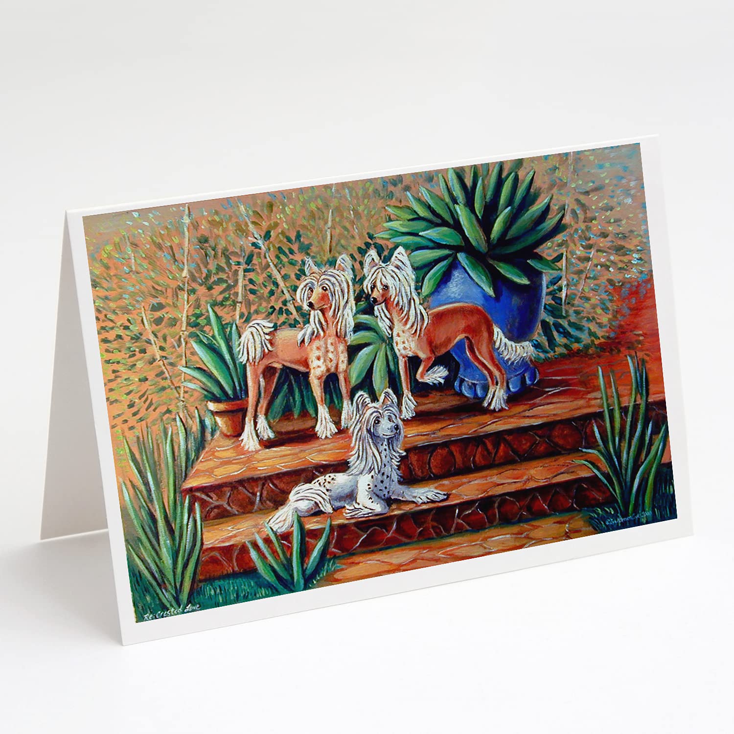 Caroline's Treasures 7505GCA7P Chinese Crested Dog Blank Greeting Cards - Pack of 8 A7 Size (5x7) Note Cards with Envelopes - Whimsical Design for Birthdays, Thank You Notes & Special Occasions