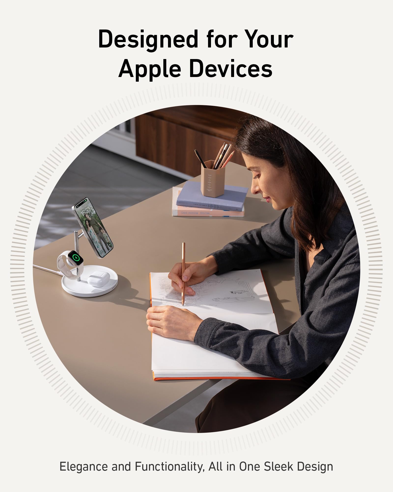 Anker MagGo 3-in-1 Wireless Charging Station - Qi2 Certified 15W Fast Charger | Compatible with iPhone 16/15/14/13/12, Apple Watch & AirPods | MagSafe-Compatible Charging Stand for Home, Office & Nightstand Use