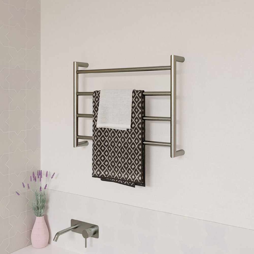 Fienza Kaya 8286045BN Brushed Nickel Heated Towel Rail - 600 x 450mm Bathroom Towel Warmer for Spa, Luxury Home & Hotel Use