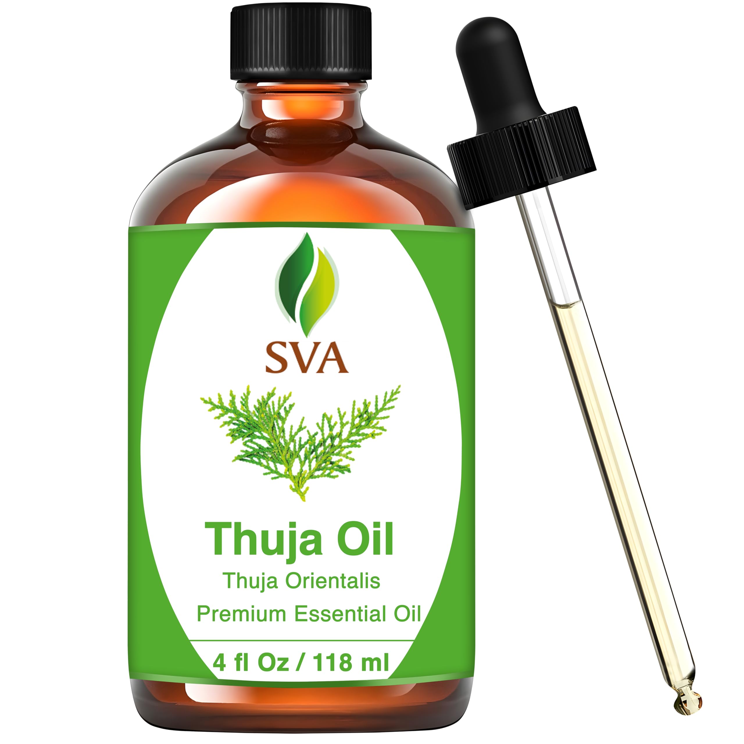 100% Pure Natural Thuja Essential Oil - 4 Fl Oz with Dropper for Aromatherapy, Hair & Skin Care, Massage, Soap & Candle Making | Perfect for Diffusers, Scalp Treatment & Relaxation at Home Spa
