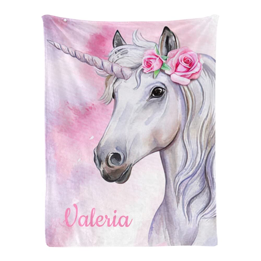 Custom Personalized Pink Floral Horse Baby Blanket with Name - 30x40 Inch Soft Fleece Nursery Throw for Boys & Girls - Perfect for Birthdays, Baby Showers & Nursery Decor