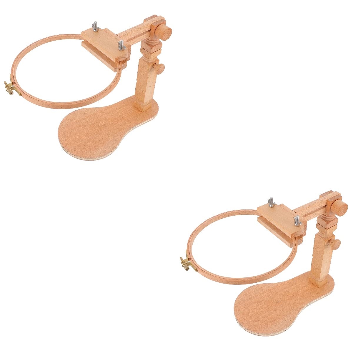 Wakauto 2Pcs Wooden Embroidery Hoop Stand - Cross Stitch Frame Holder for Needlework, DIY Craft Projects - Perfect for Hand Embroidery, Sewing, and Fabric Art