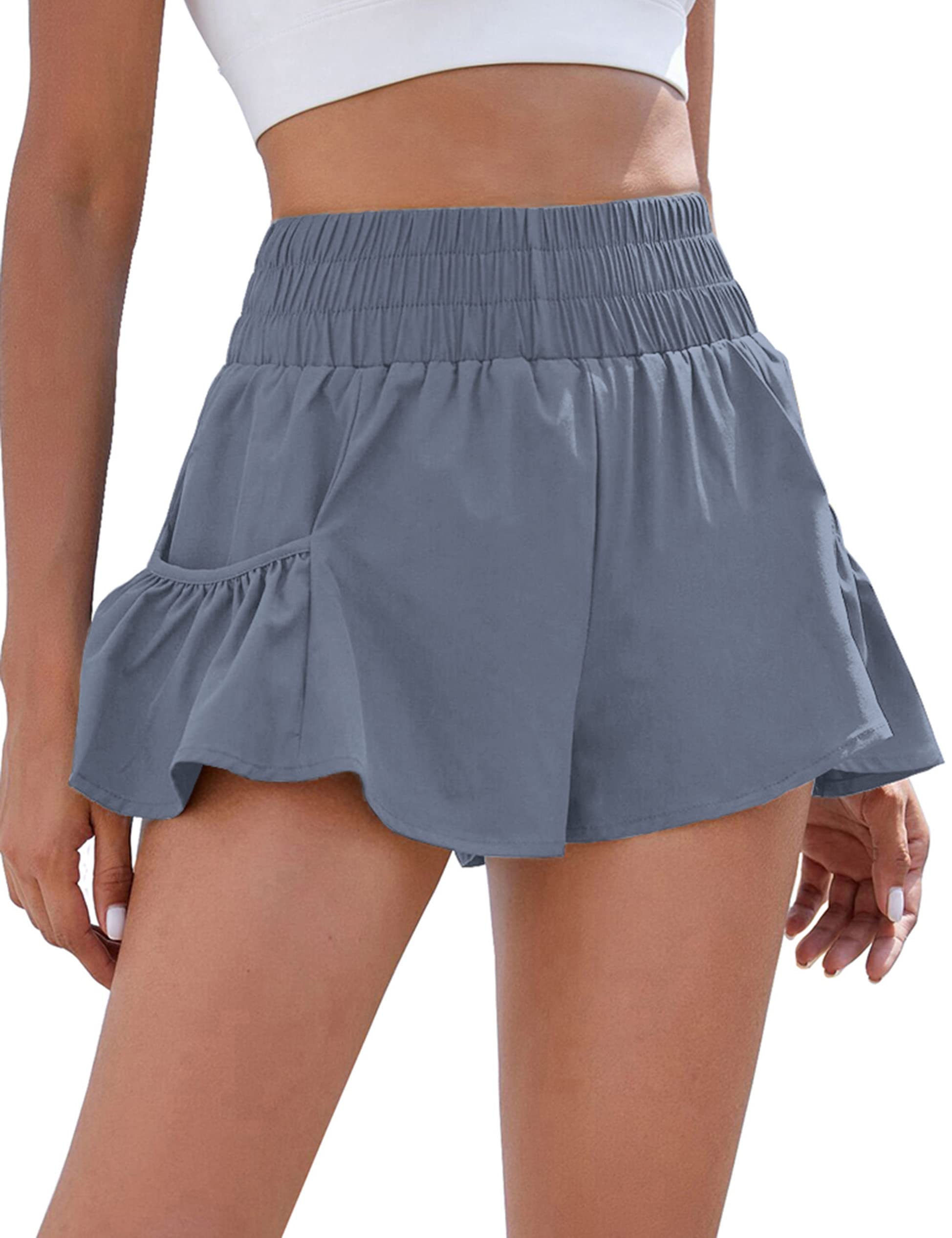 BMJL Women's High Waisted Athletic Shorts - Quick Dry Workout Running Shorts with Pockets for Gym, Yoga & Outdoor Activities