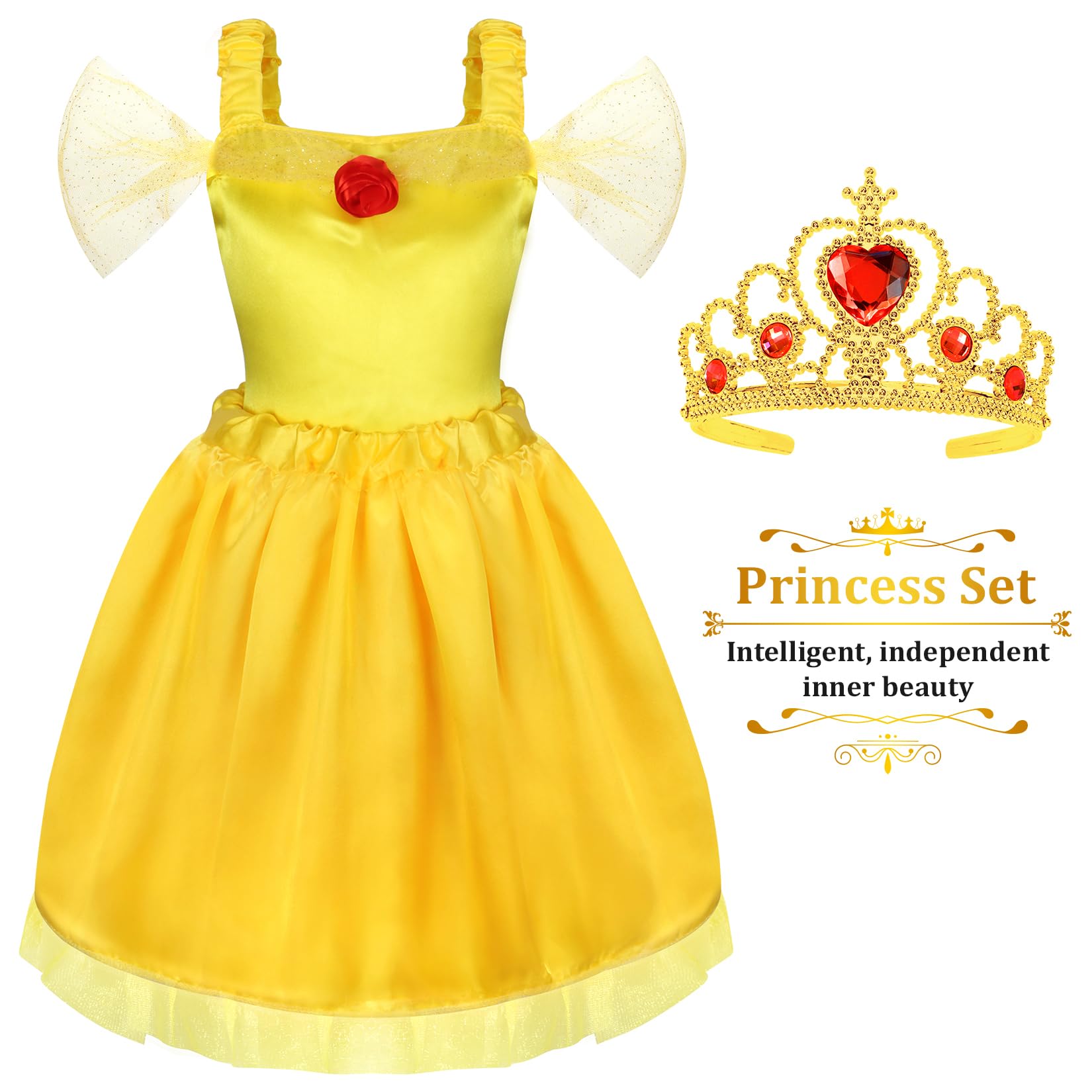 18-Piece Princess Dress Up Costume Set for Girls 3-6 Years Old | Pretend Play, Birthday & Christmas Gift | Toddler Role Play Outfits for Parties, Tea Time & Imagination Play
